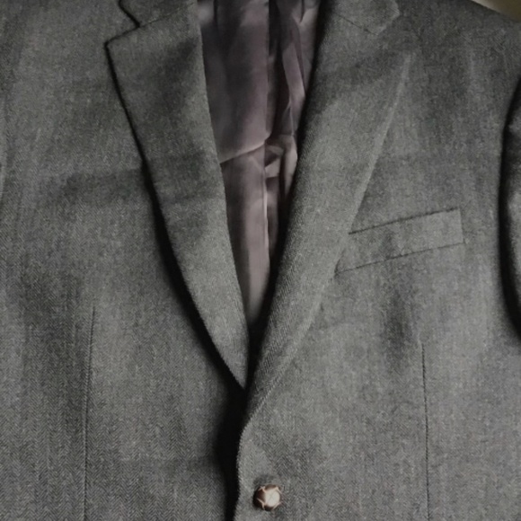 Lauren , Ralph Lauren 2 buttoned dark gray herringbone wool blazer Sz 42 R - Picture 2 of 7